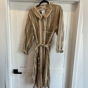 Bodil linen brown striped button down dress/tunic